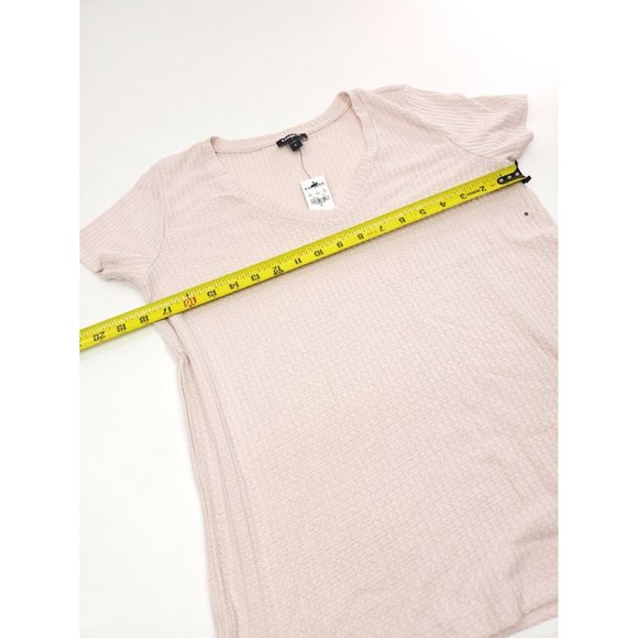 Express Waffle Knit V-Neck Easy Tee Size S Truffle Pink - Picture 5 of 6